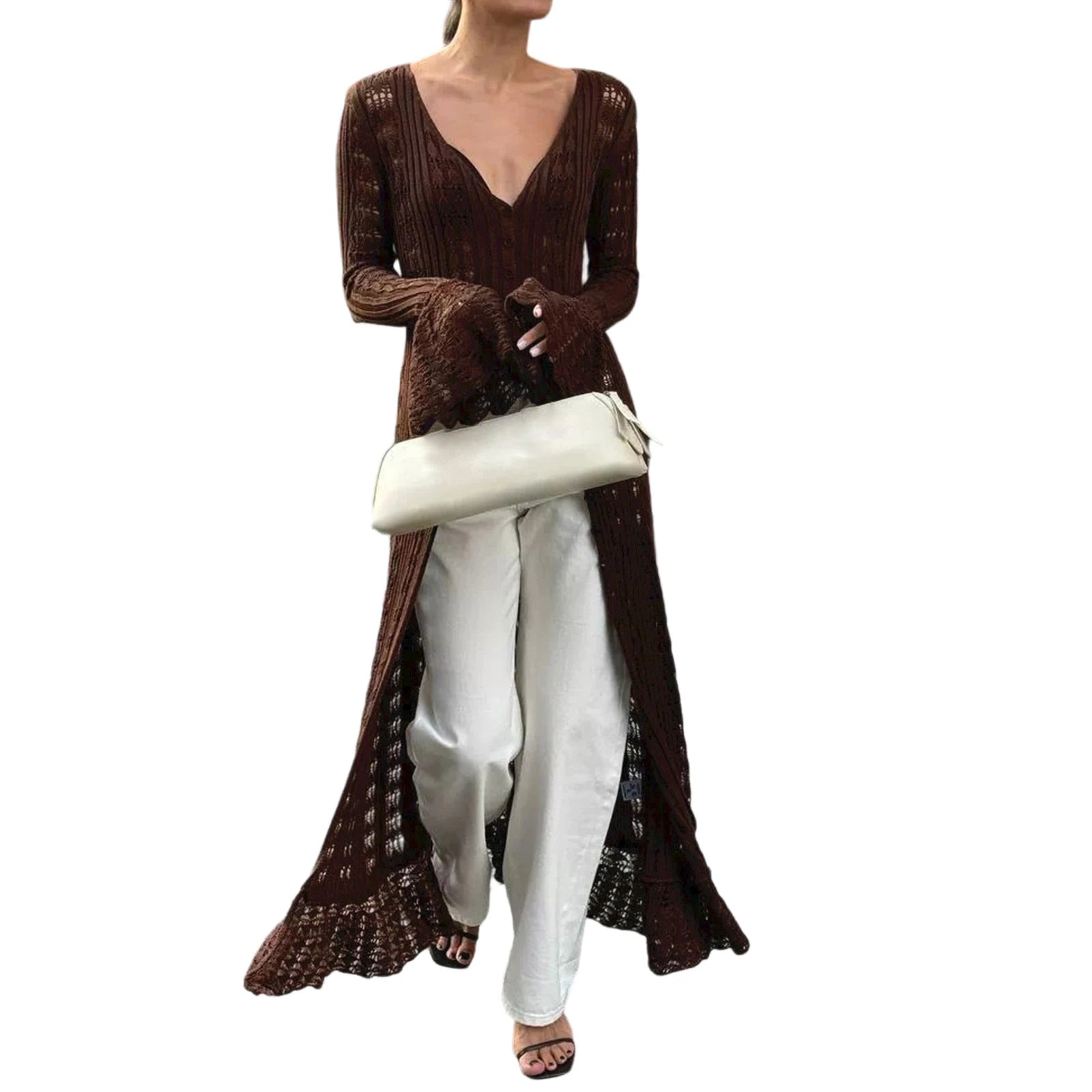 Button-Up Long Cardigan